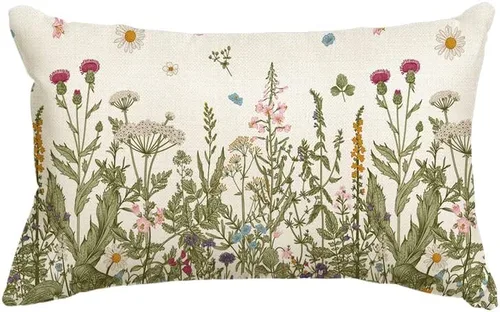 AVOIN colorlife - Juego de fundas para cojín con diseño de flores silvestres de otoño, de 12 x 20 pulgadas, decoración para sofá o sillón