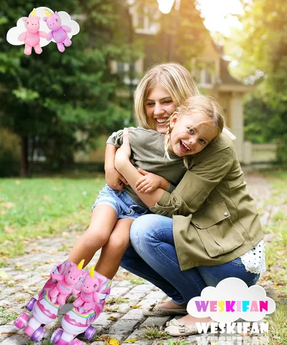 Miniatura 6 de Dino - Patines de ruedas para niños y niñas, WESKIFAN Dinosaur Quad Skating Shoes con ruedas brillantes y tamaños ajustables para principiantes