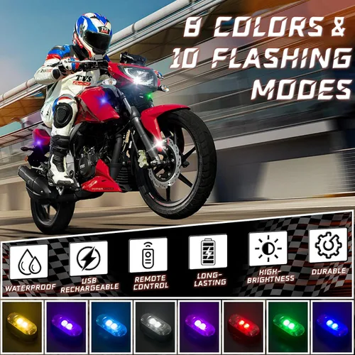 Miniatura 2 de 2 piezas de luces estroboscópicas LED inalámbricas con control remoto, luces LED mini impermeables USB de 8 colores, luces LED de advertencia