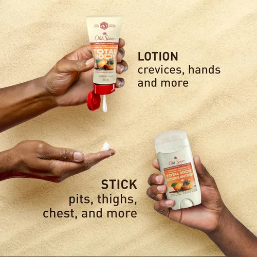 Miniatura 8 de Old Spice Crema desodorante para todo el cuerpo para hombres, sin aluminio, aroma a mandarina + sándalo, protección contra olores 24/7, frescura