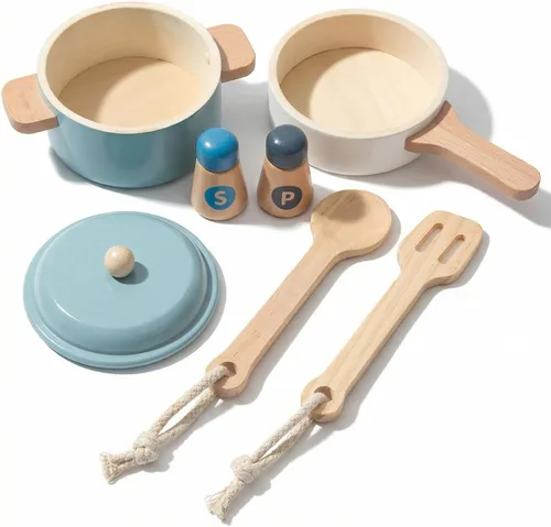 Juguetes de cocina prémium para niños pequeños, utensilios de cocina de madera, accesorios para juego de cocina de simulación, juguete de