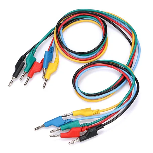 Miniatura 7 de Sumnacon Juego de 5 cables de prueba de enchufe de plátano a plátano, cable de prueba apilable de 0.157 in para multímetro, cable de prueba