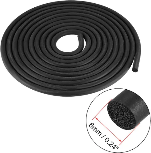 Miniatura 3 de uxcell Burlete de Sello de Goma de Espuma 6mm de Diámetro 3 Metros de Largo Negro