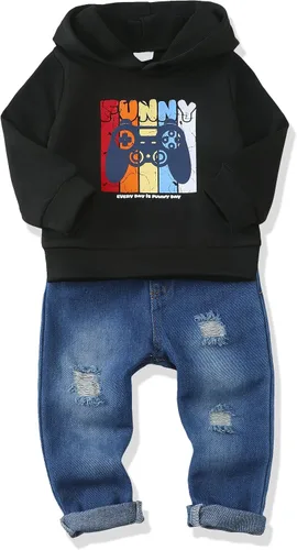 Miniatura 33 de Renotemy Ropa de bebé para niño, trajes de mezclilla, sudadera con capucha para bebés, pantalones de mezclilla, ropa para niños pequeños