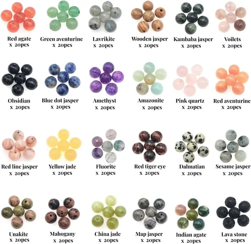 Miniatura 2 de Cuentas de piedra redonda natural de 0.315 pulgadas, alrededor de 480 piezas de piedras auténticas de cristal curativo, piedras preciosas sueltas