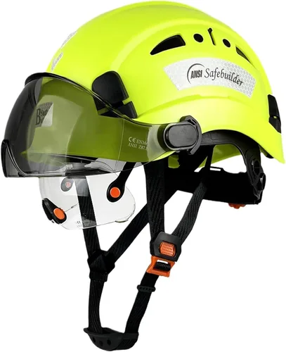SAFEBUILDER Casco de seguridad industrial con visera Casco duro ABS con visera Ventilación ajustable Casco de construcción Protección para la cabeza