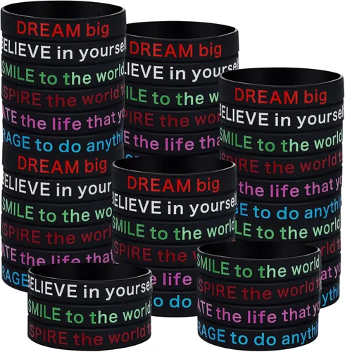 Miniatura 8 de BBTO 48 pulseras de goma con cita motivacional a granel, regalos inspiradores para estudiantes, profesores, pulseras elásticas para adultos
