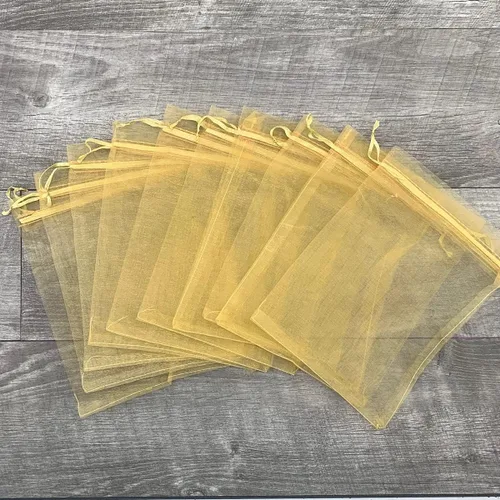 Miniatura 3 de 100 bolsas de organza con cordón de regalo para joyas, galletas, malla de tela transparente de 5 x 7 pulgadas, bolsa reciclable duradera para baby