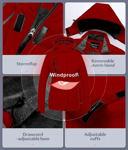 Miniatura 5 de CREATMO US Chaqueta de esquí impermeable de montaña para mujer, resistente al viento, chaqueta de snowboard cálida para invierno