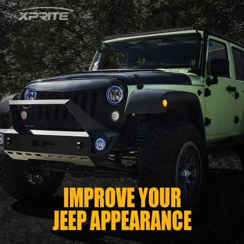 Miniatura 3 de Xprite Conjunto de Luz Marcadora Lateral LED Ámbar Amarilla para Guardabarros Delantero con Lente Ahumada Compatible con Jeep Wrangler JK 2007 2008