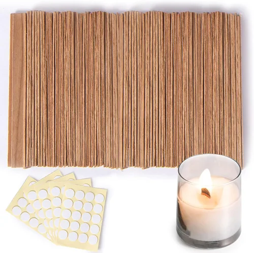 Miniatura 8 de Ziosxin Juego de 50 mechas de velas, mechas gruesas de madera de cerezo sin humo para velas, llama de larga duración, se quema fácilmente, núcleos