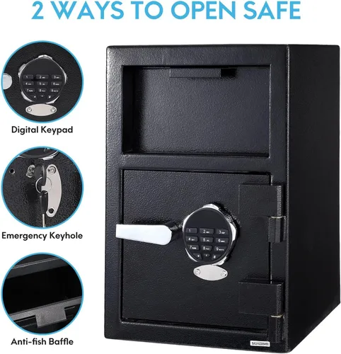 Miniatura 2 de Caja de seguridad de acero con teclado electrónico, depósito digital, caja fuerte para el hogar con sistema de alarma, caja fuerte y caja