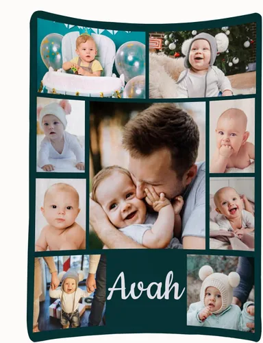 Miniatura 12 de Manta personalizada para parejas con collage de fotos, manta personalizada para parejas, súper suave y acogedora para regalos del día de San