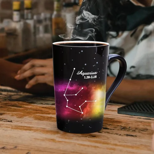 Miniatura 5 de Taza de constelación cambiante de calor de Acuario de 12 onzas, taza de café de Acuario con grabado, taza de café de cerámica que cambia