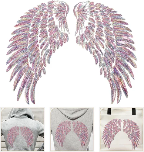 Miniatura 7 de 2pcs Sequin Wing Appliques Embroidered Angel Wing Sewing Patches Clothing Decor Accessories for DIY Garment Craft Embellishment