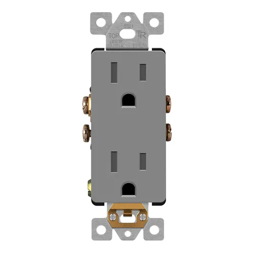Miniatura 16 de LIDER LR15-TR-GD5P - Receptáculo decorativo mate c/tapa frontal intercambiable, tomacorriente a prueba de manipulaciones/niños, autoconexión a Dorado