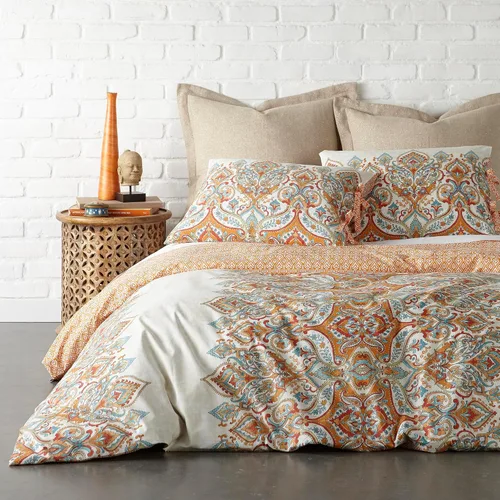 Miniatura 2 de Levtex Home Emile - Juego de edredón tamaño individual, Medalion, 100% algodón, beige, naranja
