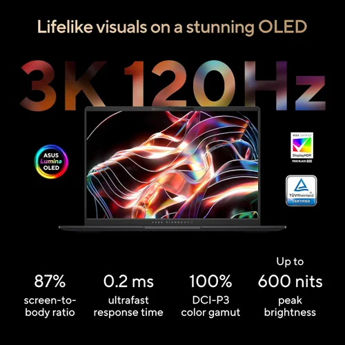 Miniatura 5 de ASUS Vivobook S 14 OLED Portátil Delgado, AMD Ryzen AI 9 365 (10 núcleos), 24 GB, SSD de 512 GB, teclado RGB personalizable, negro neutro