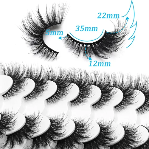 Miniatura 3 de Losha Pestañas esponjosas de ojo de gato, pestañas postizas suaves de ojo de zorro que parecen extensiones, 7 pares de pestañas postizas