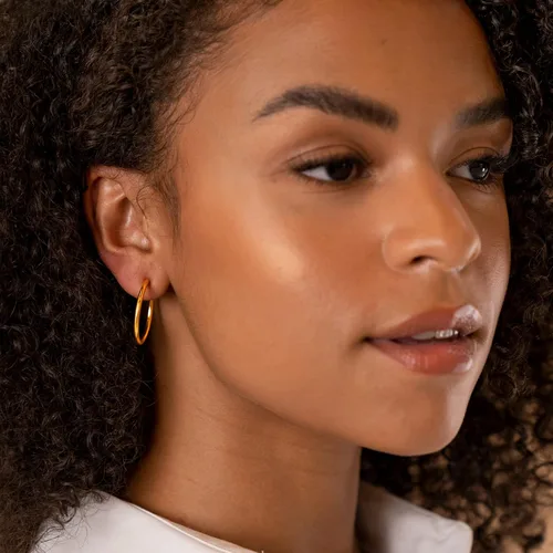 Miniatura 8 de PAVOI Aretes de aro chapados en oro de 14 quilates para mujer, aretes de aro de oro infinito de 0.079 pulgadas de grosor, aretes de bucle chapados