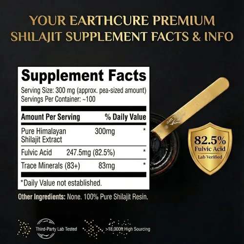 Resina Shilajit pura del Himalaya de grado dorado, Shilajit natural 100% orgánico con 82.54% de ácido fúlvico, mayor potencia nutricional 85+
