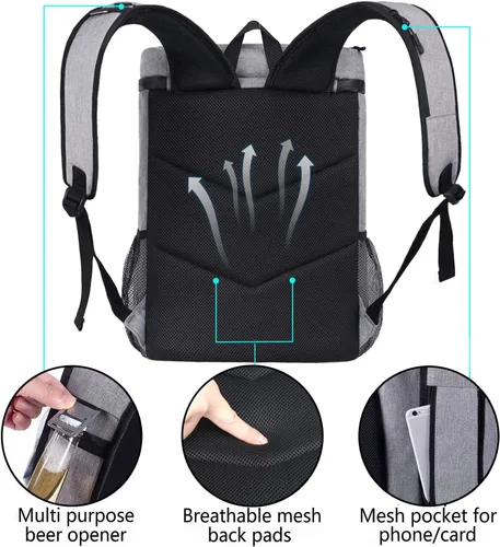 Miniatura 5 de FORICH - Mochila térmica suave, con aislamiento impermeable, a prueba de fugas, mochila portátil de tamaño pequeño para trabajar, almuerzo, viajes