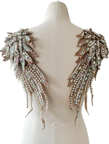 Miniatura 22 de Hecho a mano con diamantes de imitación para coser de 18 colores, apliques de encaje de perlas para coser a mano, parches para accesorios de ropa