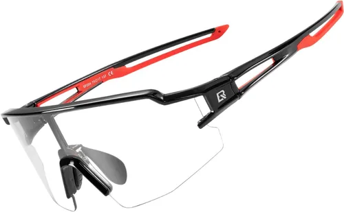 ROCKBROS Gafas de sol deportivas fotocromáticas para hombres y mujeres, protección UV para ciclismo Negro rojo