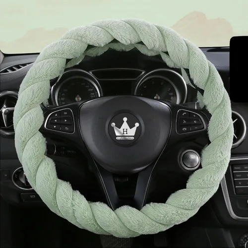 Miniatura 11 de HighnessHwoo Funda para volante de coche de felpa suave y lujosa de invierno para mujeres, accesorios automotrices cálidos y lindos para vehículos