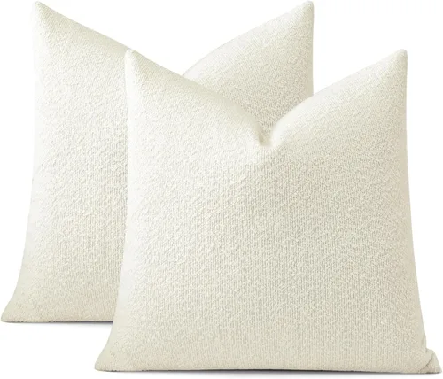 Miniatura 9 de OTOSTAR Paquete de 2 fundas de almohada cuadradas con textura de boucle, fundas de almohada cuadradas, acogedoras y suaves, decorativas, para sofá