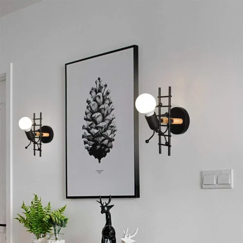 Miniatura 5 de Mengjay Humanoid - Lámpara de pared creativa para interiores, lámpara de pared moderna Art Deco Hierro E26 Base para dormitorio, habitación