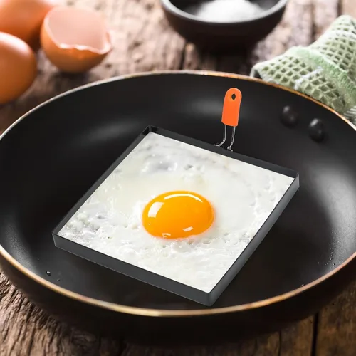 Miniatura 7 de Patelai Paquete de 4 anillos cuadrados para huevos de 6 pulgadas, moldes grandes de acero inoxidable para freír huevos, moldeadores de panqueques