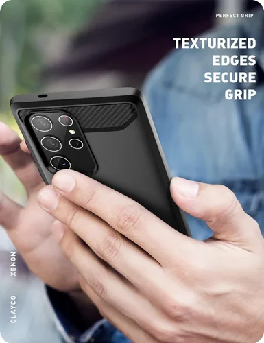 Miniatura 7 de Clayco Xenon Series - Funda para Samsung Galaxy S22 Ultra (6.8 pulgadas) 5G 360 grados, funda protectora robusta con protector de pantalla Negro