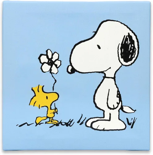 Open Road Brands Peanuts Snoopy y Woodstock Flower Bloom Gallery - Lienzo decorativo para pared, bonita imagen de Snoopy para el hogar