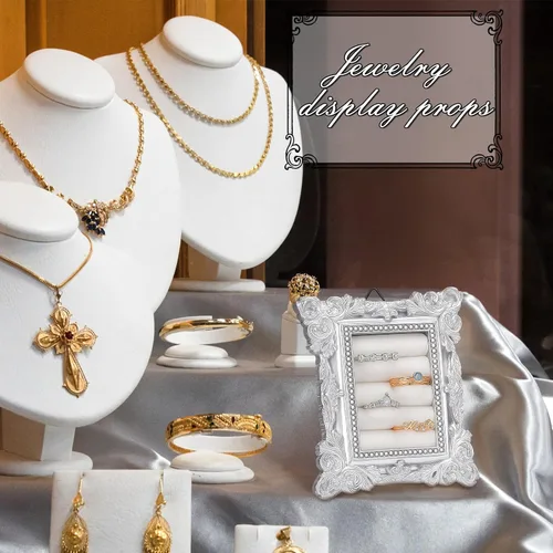 Miniatura 5 de Liliaafar Soporte de anillo vintage rectangular plateado soporte de exhibición para aretes, bandeja de exhibición de aretes, aniversario