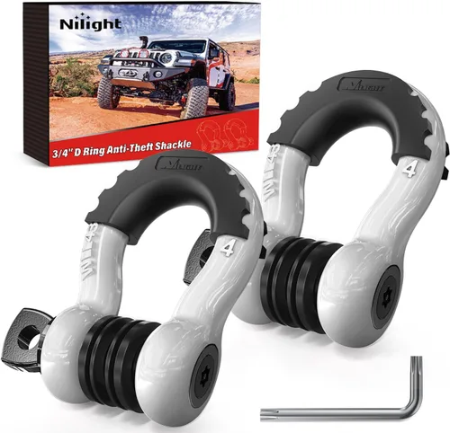 Miniatura 45 de Nilight - 2 grilletes en forma de anilla en D de 3/4 pulgadas con tornillo pasador de 7/8 pulgadas, 41 887 libras, resistentes a la rotura