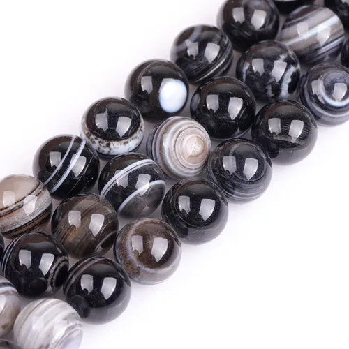 Miniatura 30 de GEM-Inside Cuentas sueltas de piedra natural de lava negra de 8 mm, redondas, piedra de energía para hacer joyas 15' Negro
