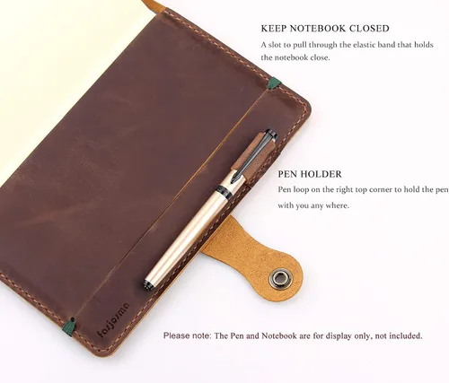 Miniatura 5 de Moleskine - Funda hecha a mano para cuaderno Moleskine de tapa dura, tamaño grande, 5 x 8.25 pulgadas, funda de cuero vintage con soporte