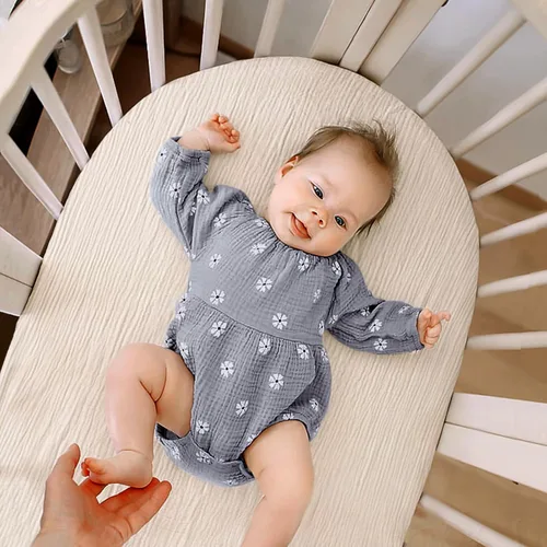 Miniatura 109 de lulumoon Sábanas de muselina para moisés para bebé: sábanas ajustables suaves para moisés de cabecera para niños y niñas Oliva y Crema