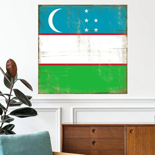 Guangpat Calcomanías de pared con la bandera de Uzbekistán, recuerdo de la ciudad del país, calcomanías de pared patrióticas, arte de pared