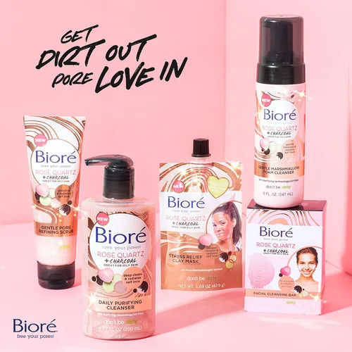 Miniatura 12 de Limpiador diario purificante Bioré Cuarzo Rosa + Carbón, limpiador facial libre de aceite energiza la piel, dermatológicamente probado y sin