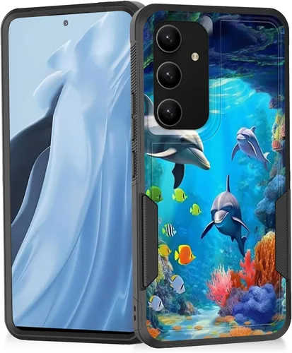 Miniatura 95 de Funda para Galaxy A14 5G, resistente de doble capa híbrida de policarbonato duro, goma suave, a prueba de golpes, funda protectora resistente