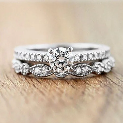 Miniatura 5 de espere Anillo de eternidad de plata sterlina y circonitas cúbicas engastadas, bañado en platino o en oro rosado, tallas 3.5-9.5