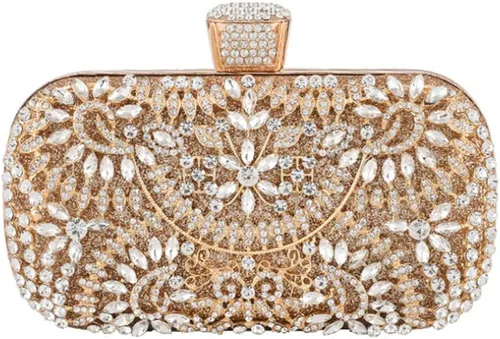 Bolsos de mano de noche, bolso de mano para mujer, boda, graduación, fiesta, regalo de Navidad y fiesta de Navidad, dorado (G-Gold)