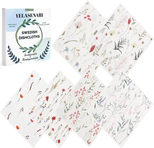 Miniatura 8 de Paños de cocina suecos reutilizables, paquete de 6, paños de cocina sin olor, paños de papel reutilizables de secado rápido, paños de papel