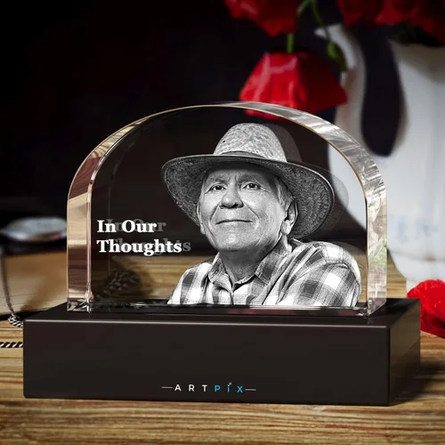 Miniatura 5 de ArtPix 3D Lápida de fotos de cristal, regalos conmemorativos personalizados para la pérdida de mamá, papá, abuela, abuelo, esposa, mascota, gato