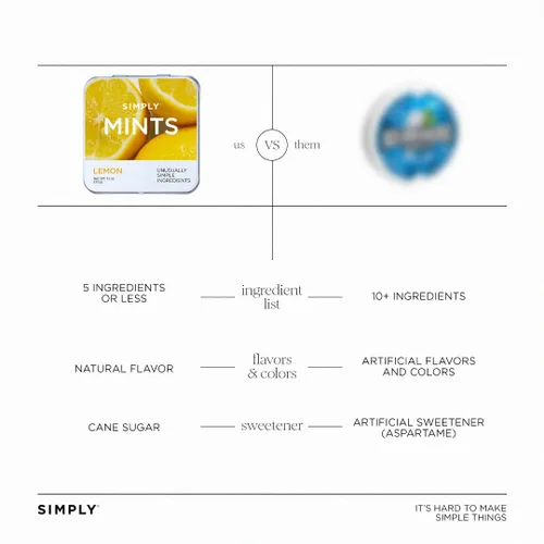 Miniatura 6 de SIMPLY MINTS - Caramelos duros de limón natural, paquete de 6 (180 piezas), agrio y picante, sin aspartamo, sin sorbitol, sin xilitol, vegano