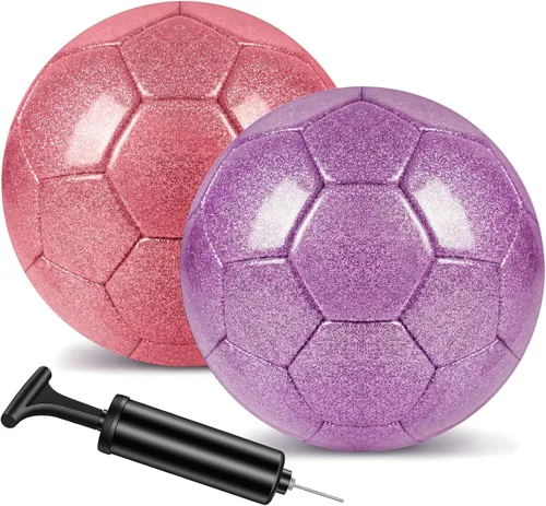 Miniatura 12 de 2 pelotas de fútbol con purpurina plateada con bomba y aguja, kit de pelota de fútbol para regreso a la escuela, regalos de cumpleaños, pelota