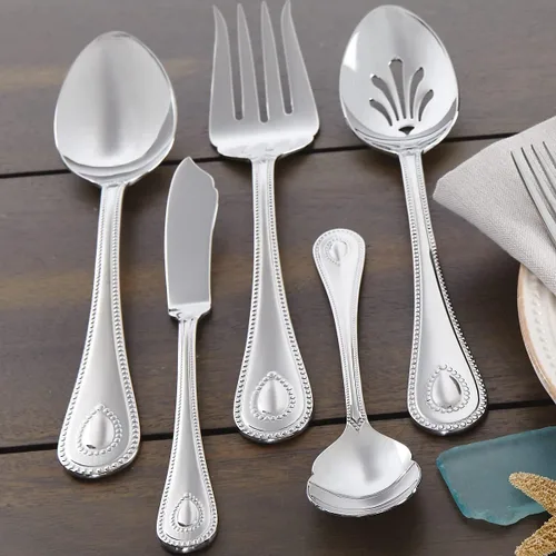 Miniatura 5 de Juego de Cubiertos Lenox para 12, Juego de Cubiertos French Perle de 65 Piezas con Utensilios para Servir, Servicio para 12, Elegantes Utensilios