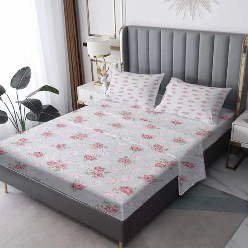 NOGAWA Juego de sábanas de flores tamaño California King, sábanas con estampado botánico floral, sábanas y fundas de almohada de 4 piezas, sábana